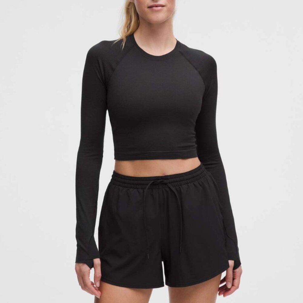 Swiftly Tech Cropped Long-Sleeve Shirt 2.0 - Black - Size 6